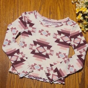Justice Geometric Patterned Long Sleeve Knit Top - Girl's 7